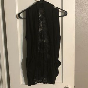Black lace in the back, cover with pockets